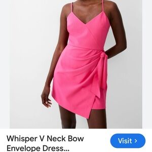 French Connection Pink V-Neck Bow Envelope NEW Dress size 8 adjustable straps